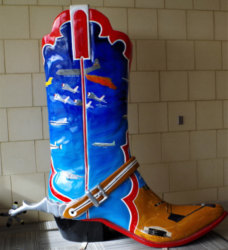 boot with airplanes flying in the sky