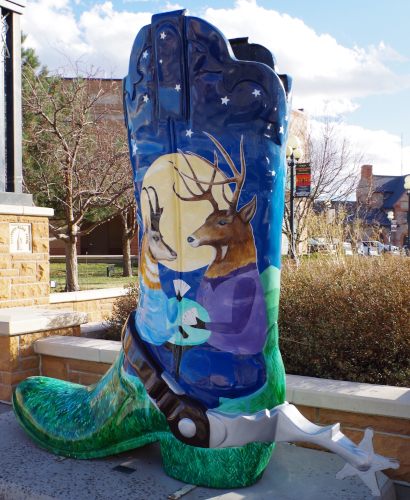 boot with deer and antelope playing cards